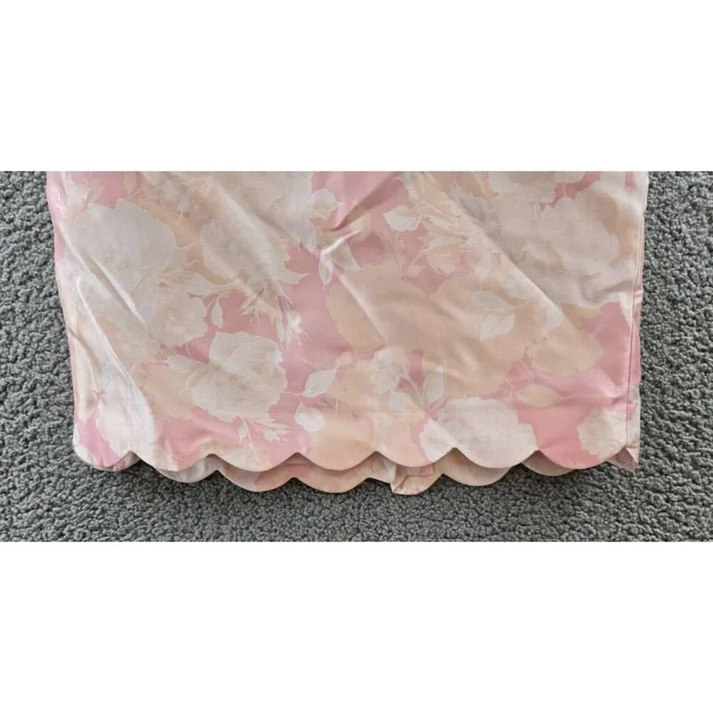 Kasper Floral-Print Scalloped-Edge Pencil Skirt Women's 2P Tutu Pink Back Zip